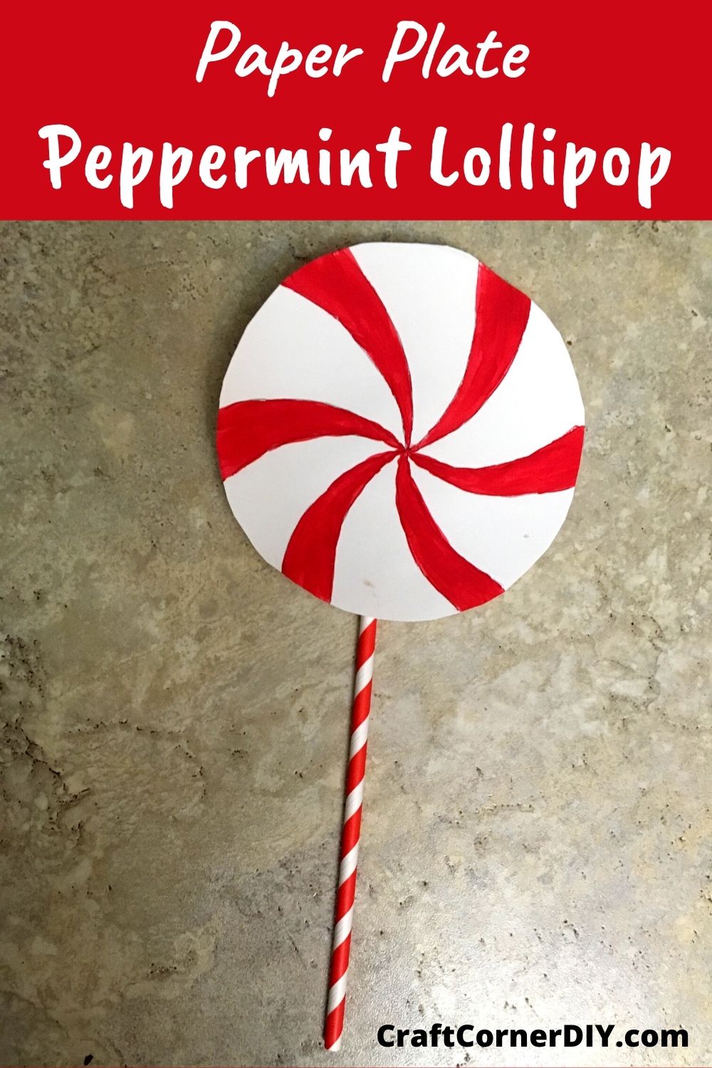 Paper Plate Peppermint Lollipop Craft For Kids