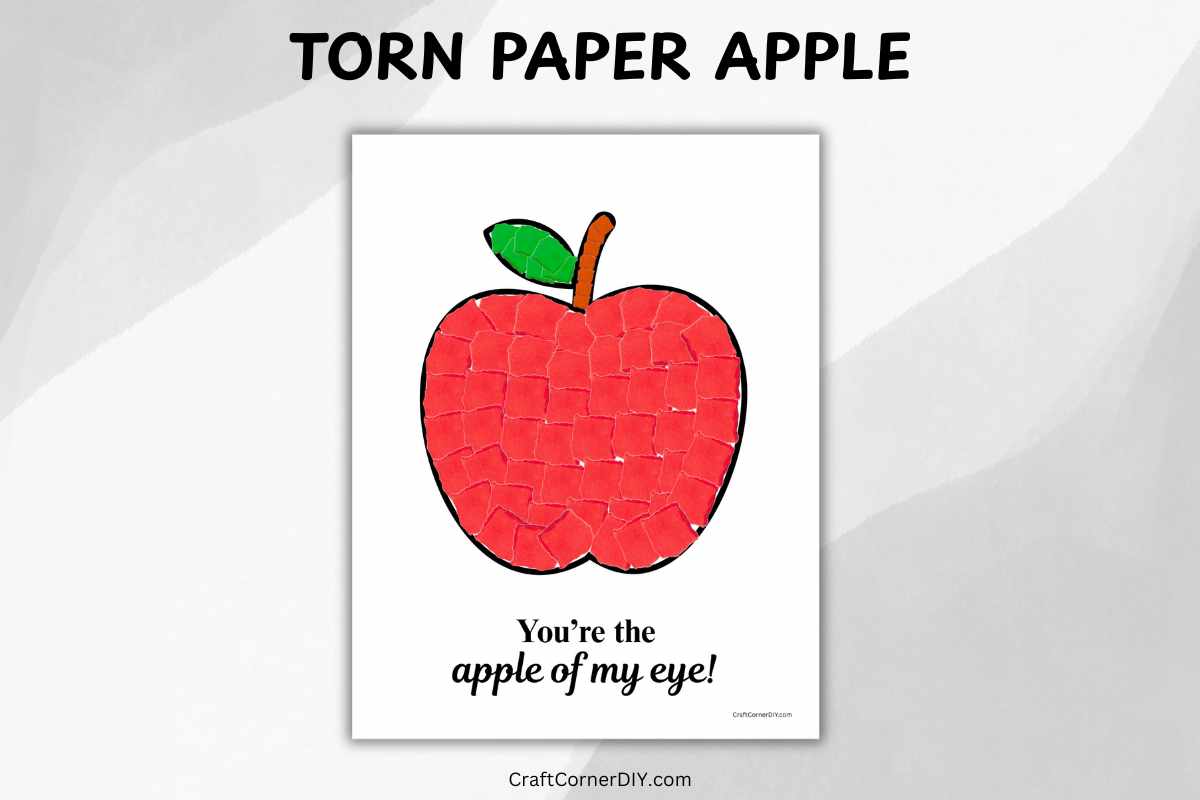 Easy Torn Paper Apple Craft for Kids | Craft Corner DIY